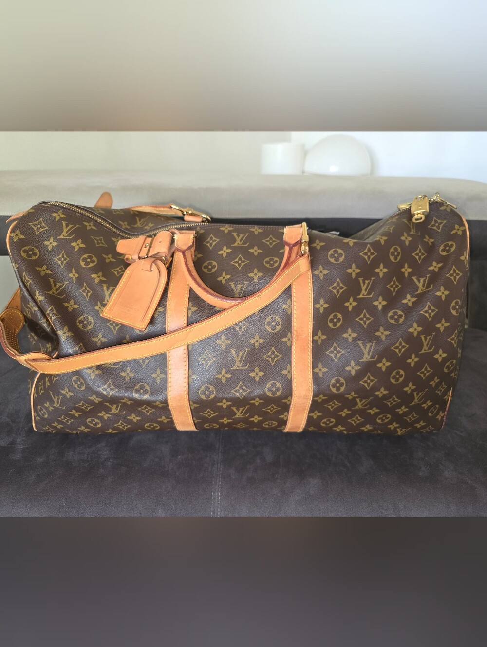 Authentic Louis Vuitton Keepall 60 Bandouliere Monogram Travel Duffel COA